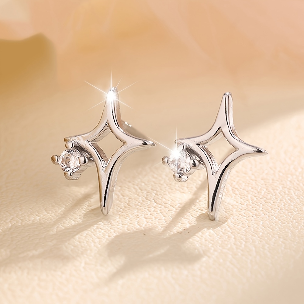 2pcs Women's Fashion Starburst Studs, Light Luxury Style